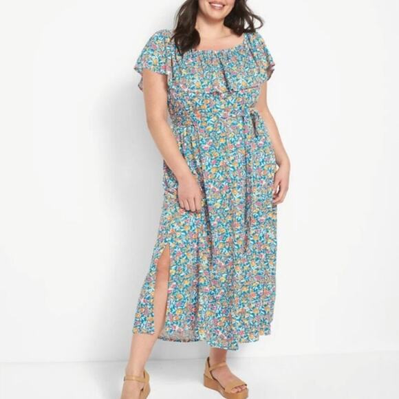 Lane Bryant Floral Convertible Off-The-Shoulder Maxi Dres Multicolor 14/16 - Picture 2 of 10